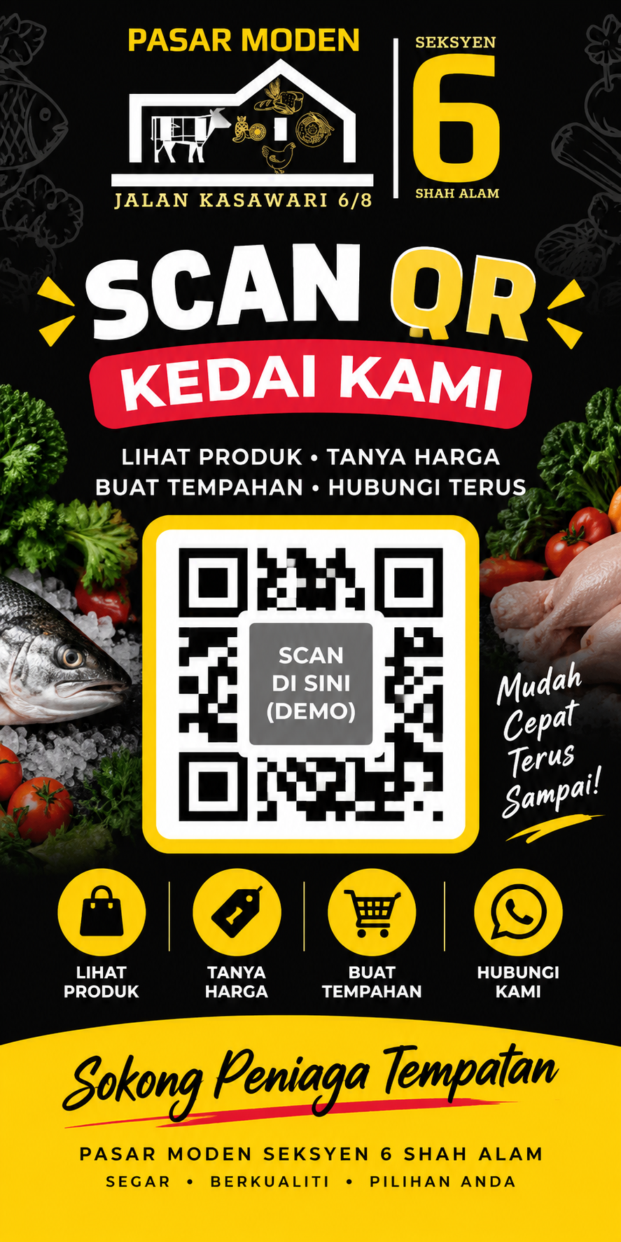 Contoh bunting QR untuk setiap kedai